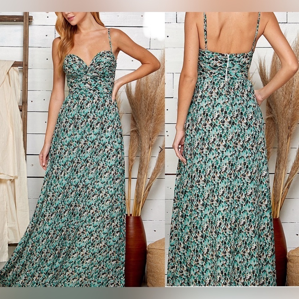 GORGEOUS HUDSON GRAY AVA DRESS. FITTED BODICE, ACCORDION PLEATED MAXI SKIRT Sz.S